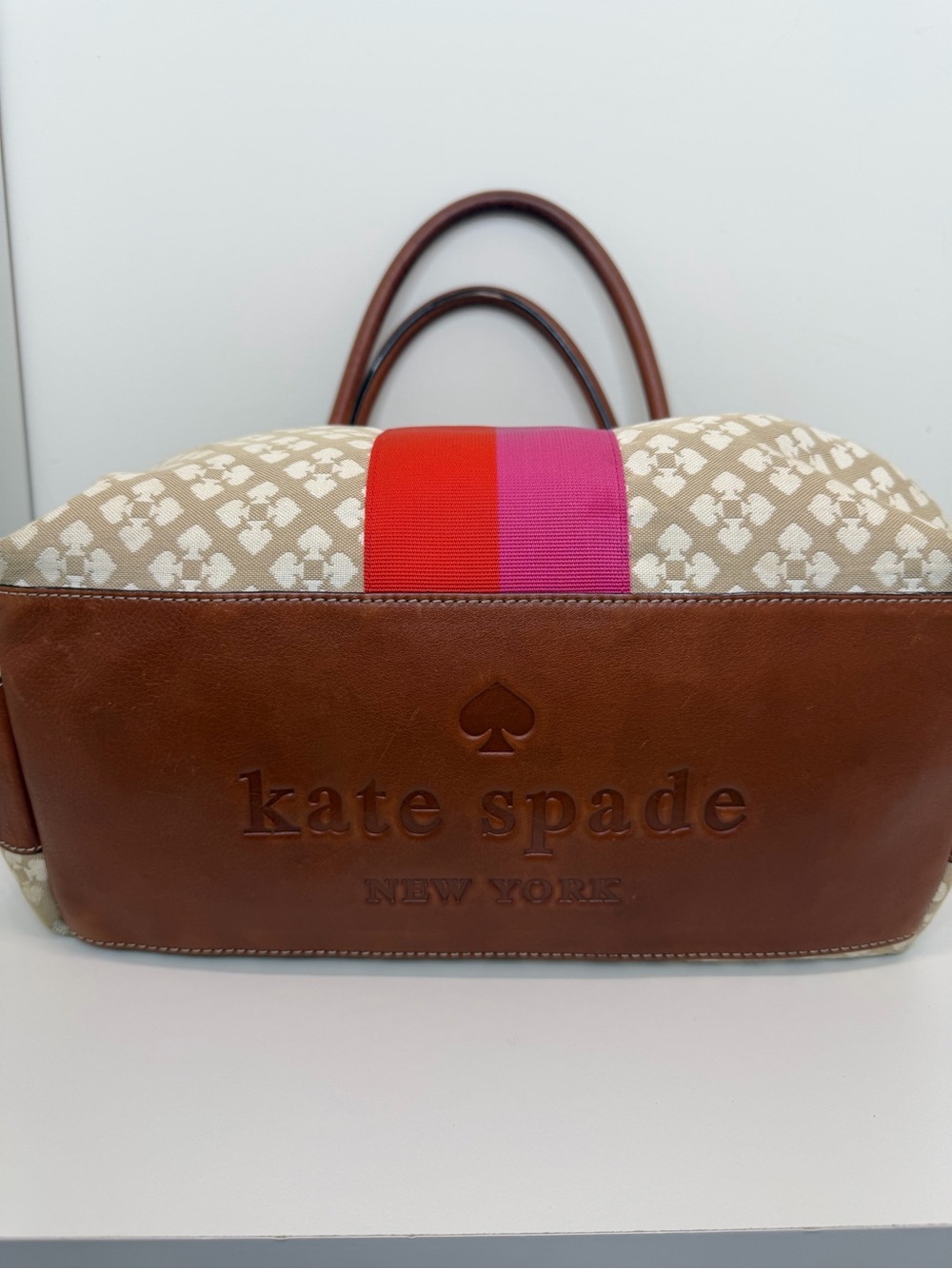 Kate Spade Stucco Stevie Canvas Shoulder Bag Logo preppy designer - Picture 9 of 14